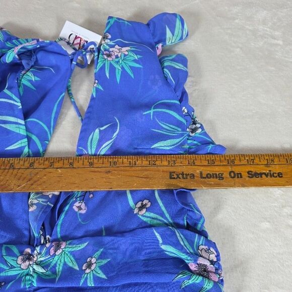 America & Beyond L Blue Boho Coverup Dress High Split Summer Beach Vacation Tie - Picture 10 of 10